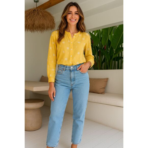 LOFT Yellow Button Top Small Floral - Picture 2 of 13